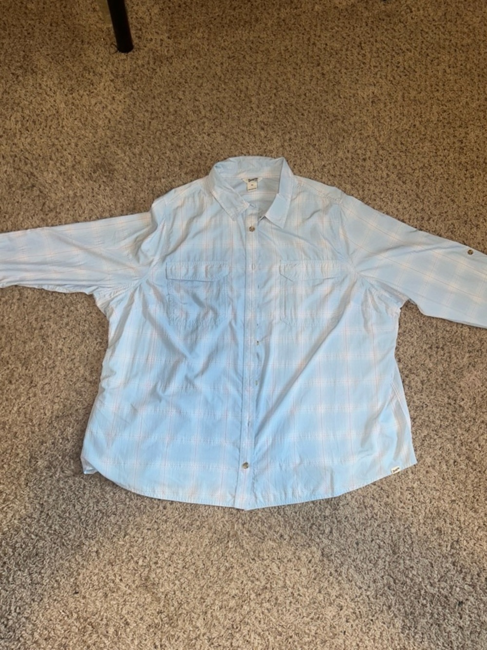 Duluth Trading Co Light Blue Plaid Women's Button-Down Shirt